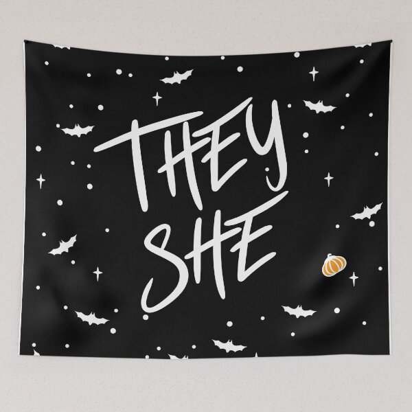 Item preview, Spooky Stars They/She Pronouns  designed and sold by MoonMint.