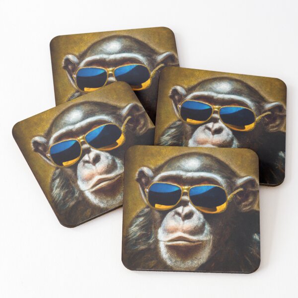 Item preview, A Monkey Wearing Golden Sunglasses designed and sold by PapaRabbit.