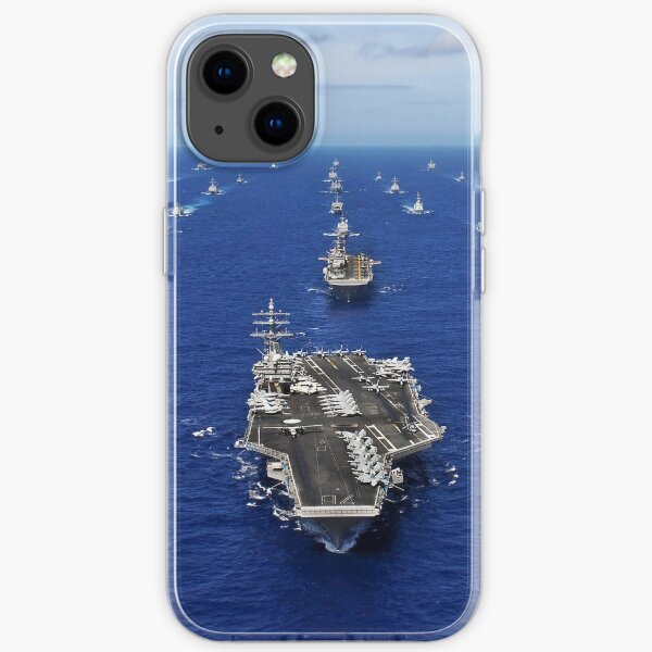 Aircraft carrier USS Ronald Reagan transits the Pacific Ocean with a fleet of ships. iPhone Soft Case