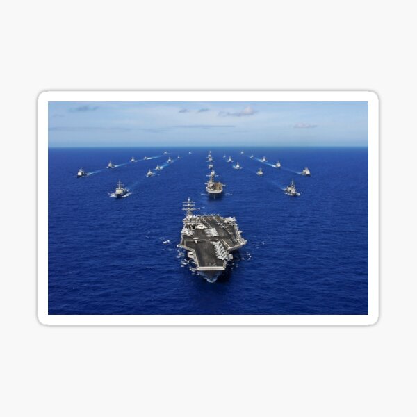 Item preview, STK103826M-Aircraft carrier USS Ronald Reagan transits the Pacific Ocean with a fleet of ships. designed and sold by StocktrekImages.