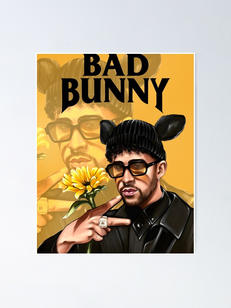 Bad Bunny in Sad Heart Baseball Jersey Poster for Sale by OmoYolo