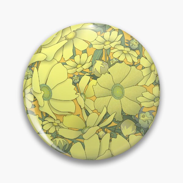 Artikelvorschau, Tossed Yellow Cosmos on Gold Half-Drop Repeat 5748 entworfen und verkauft von Art in My Loft.