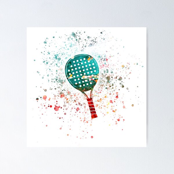 Item preview, Watercolor Splash Padel Racket - White designed and sold by PadelTees.