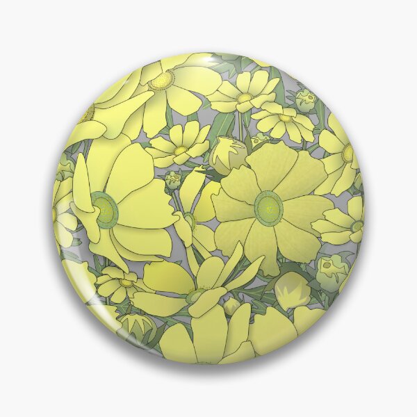 Artikelvorschau, Tossed Yellow Cosmos on Grey Half-Drop Repeat 5748 entworfen und verkauft von Art in My Loft.
