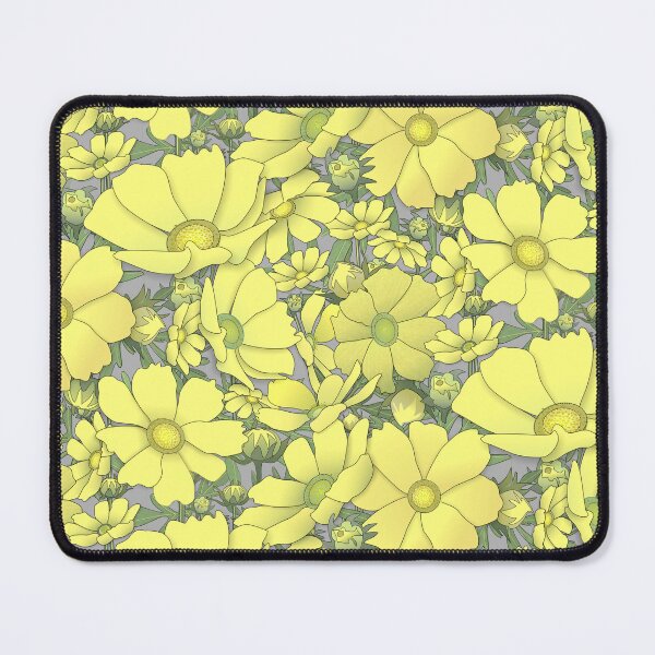 Artikelvorschau, Tossed Yellow Cosmos on Grey Half-Drop Repeat 5748 entworfen und verkauft von Art in My Loft.