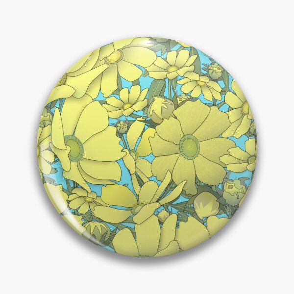 Artikelvorschau, Tossed Yellow Cosmos on Sky Blue Half-Drop Repeat 5748 entworfen und verkauft von Art in My Loft.