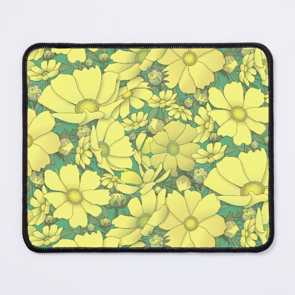 Artikelvorschau, Tossed Yellow Cosmos on Green Half-Drop Repeat 5748 entworfen und verkauft von Art in My Loft.