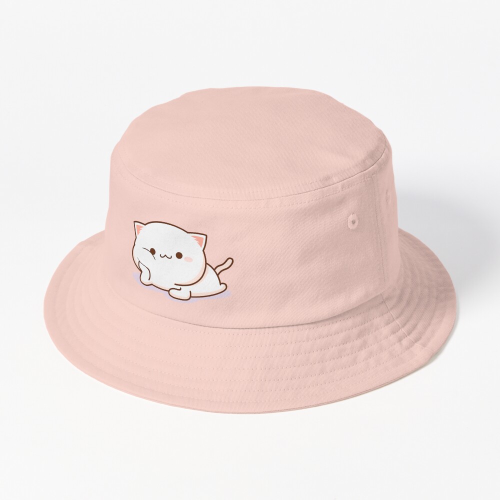 Kawaii Bucket Hat Black Kitty Cat by Kiaru 