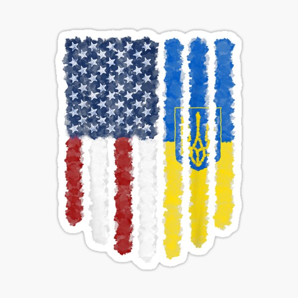 "Ukrainian American Flag Ukraine Usa 2022" Sticker for Sale by