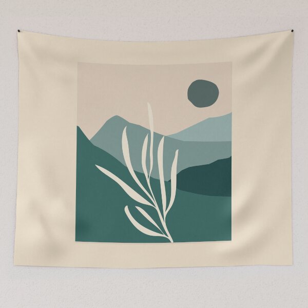 Item preview,  Boho Abstract Art Blue Landscape Sunset Mountains Design designed and sold by zedonee.