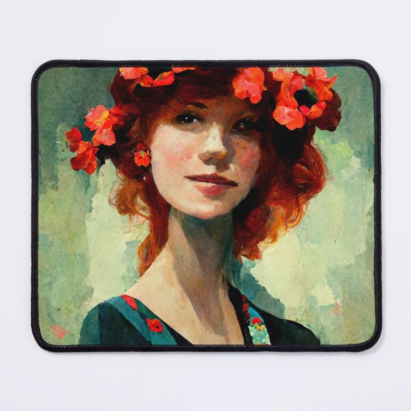 Item preview, red haired girl with flowers in head designed and sold by WeirdStation.