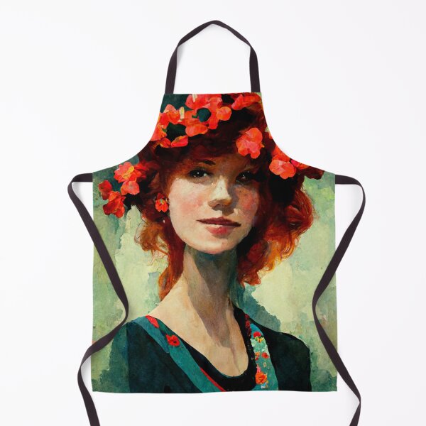 Item preview, red haired girl with flowers in head designed and sold by WeirdStation.