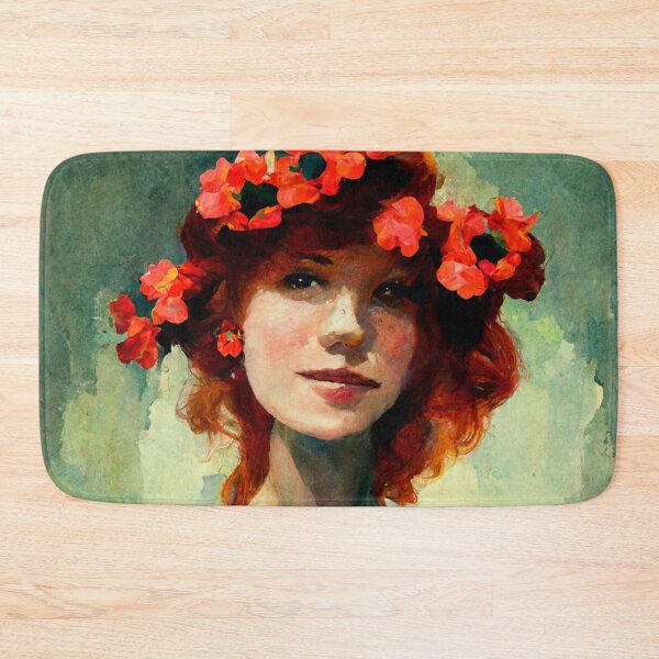 Item preview, red haired girl with flowers in head designed and sold by WeirdStation.