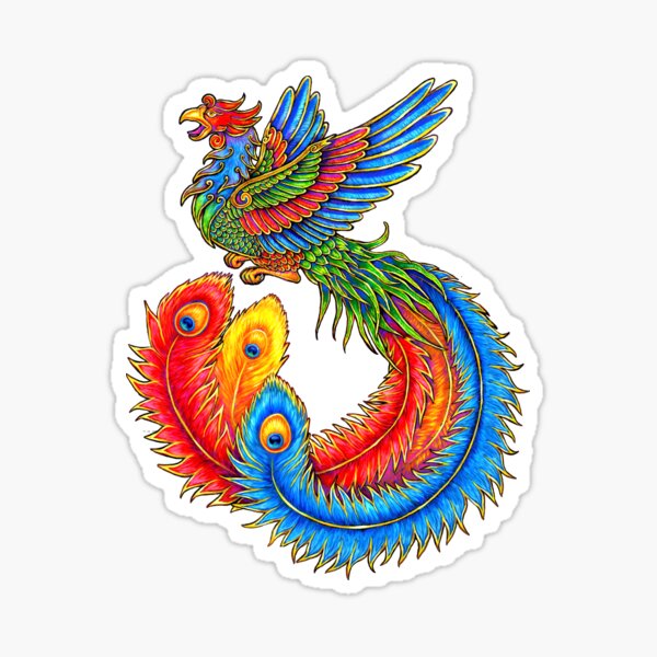 Fenghuang Chinese Phoenix Rainbow Bird Sticker