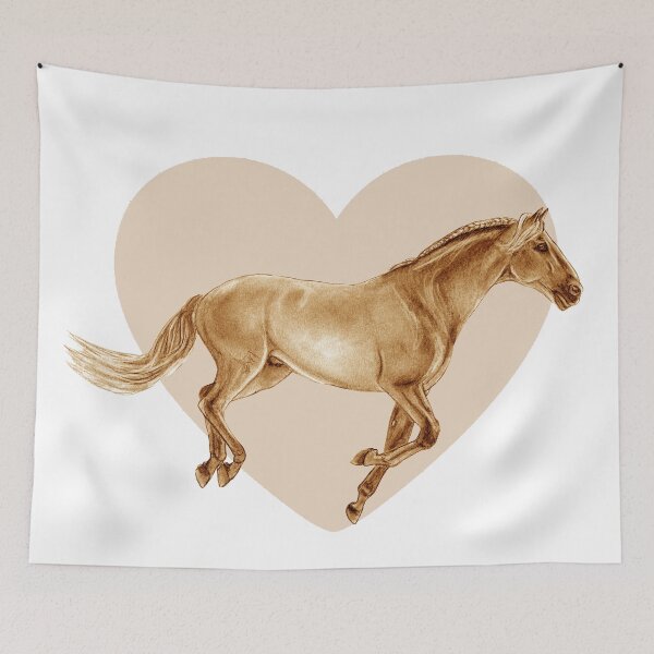 Item preview, Galloping horse 3 - brown colorized version, heart background designed and sold by SylvieG18.