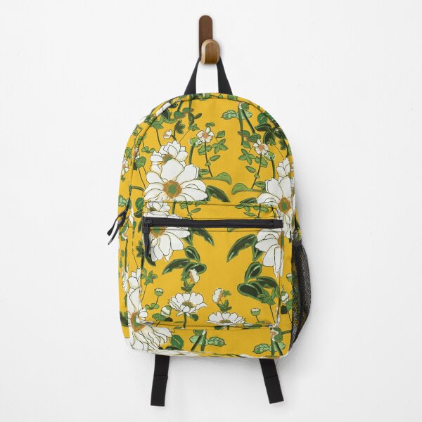 Item preview, White flowers pattern on Mango yellow designed and sold by Yolanda Designs.