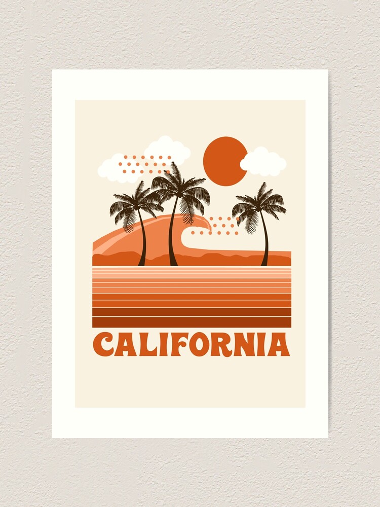 California - retro 70s 1970's sun surfing beach throwback minimal design by  Seventy Eight | Art Print