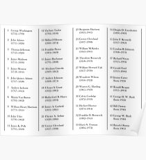 Presidents, of the United States, American, List, America, USA, to 2017 Poster