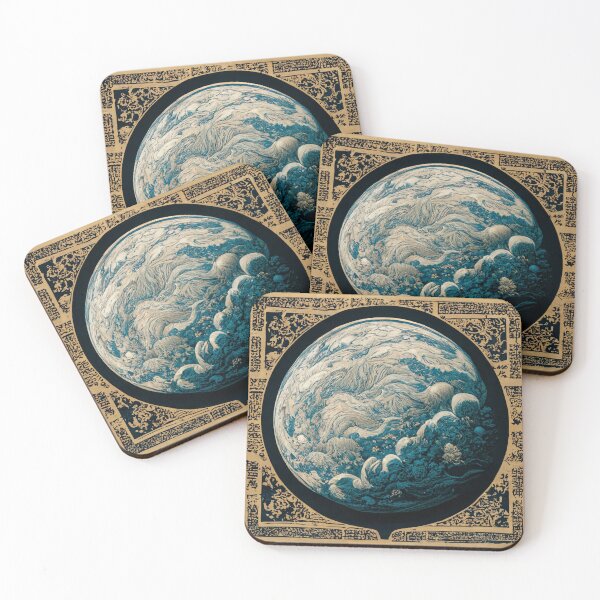 Item preview, Japanese Block Print of the Earth from Space designed and sold by stevenxcheung.