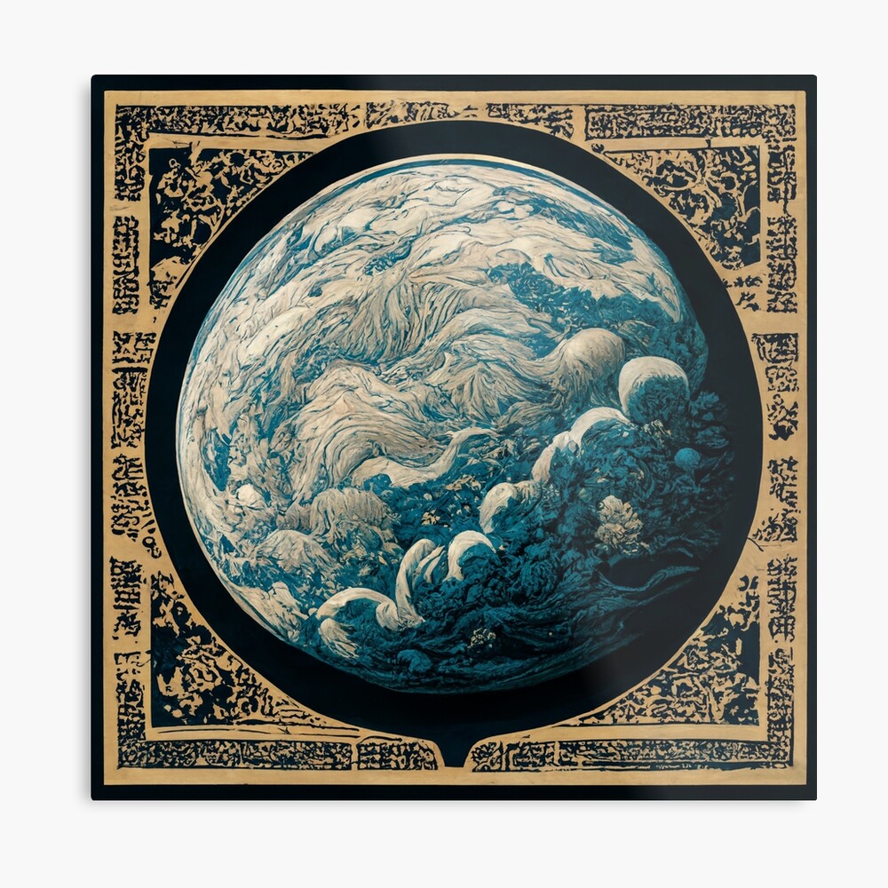 Japanese Block Print of the Earth from Space | Art Board Print