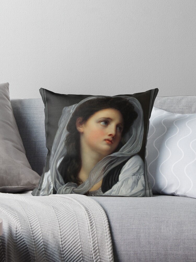Head Of A Young Woman c1780s by Jean-Baptiste Greuze - An Elegant & Beautiful Portrait 3 Head Of A Young Woman by Jean-Baptiste Greuze Remastered Xzendor7 Classical Art Old Masters Reproductions Floor Pillow