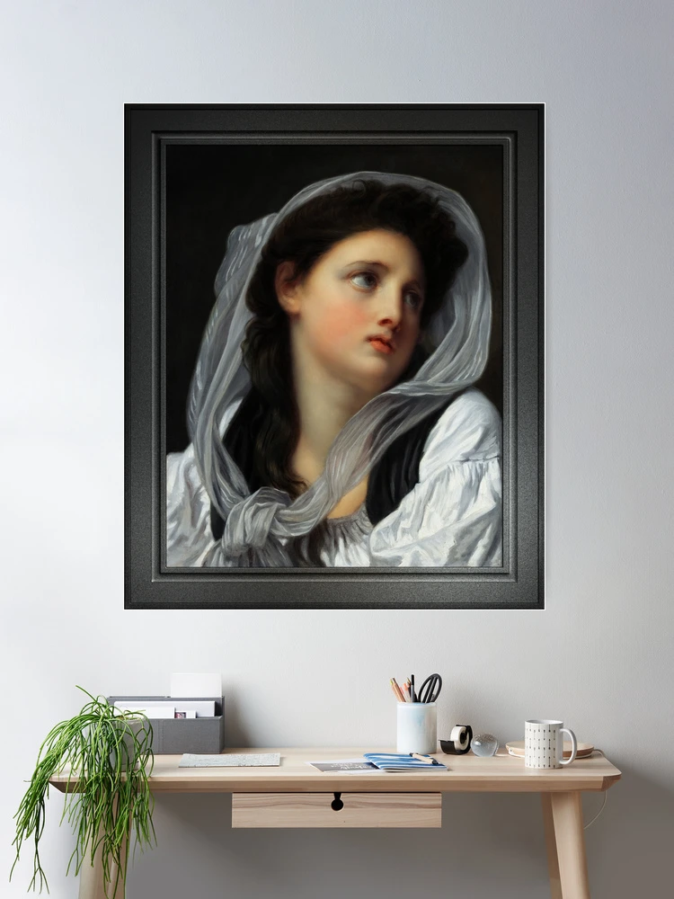 Head Of A Young Woman c1780s by Jean-Baptiste Greuze - An Elegant & Beautiful Portrait 2 Head Of A Young Woman by Jean-Baptiste Greuze Remastered Xzendor7 Classical Art Old Masters Reproductions Room Decor Poster Art Print