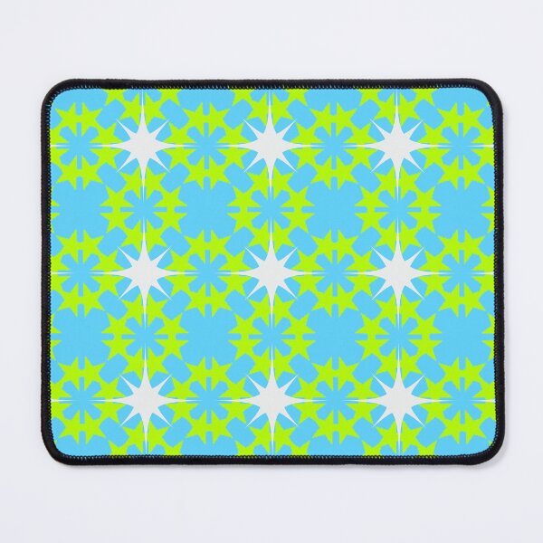 Item preview, Clashing colors of aqua and lime green with white star accents in a repeating pattern designed and sold by Wonder & Whimsy.