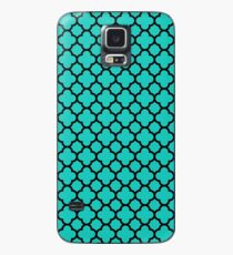 Black and Turquoise Quatrefoil Pattern Case/Skin for Samsung Galaxy