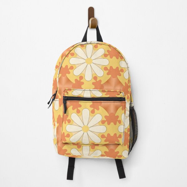 Item preview, Repeating pattern of daisies on a background of muted orange and brown designed and sold by ditzy-designs.