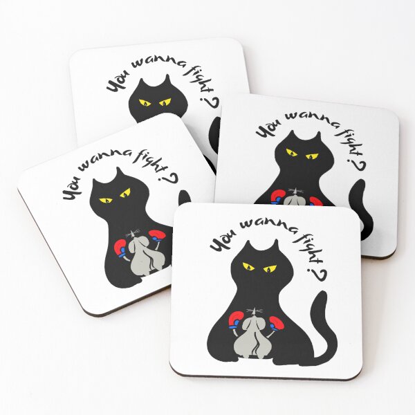 Item preview, You Wanna Fight? Funny mouse boxing with cat. designed and sold by digitaldraw4you.