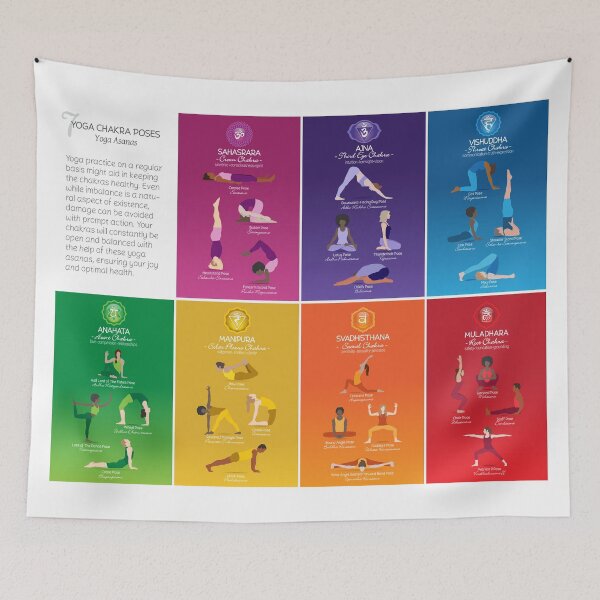 Item preview, Yoga (Asanas) Chakra Poses Poster Chart - 83L designed and sold by chakraplaza.