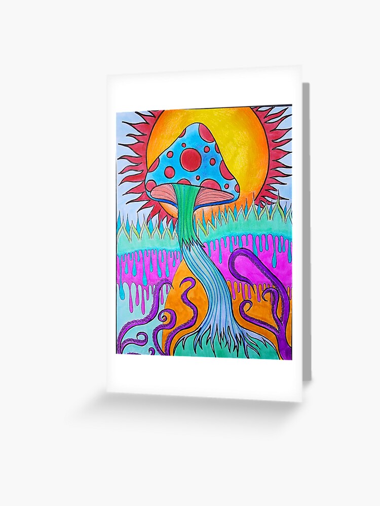 Trippy Psychedelischer Pilz Grusskarte Von Artbymeganbrock Redbubble