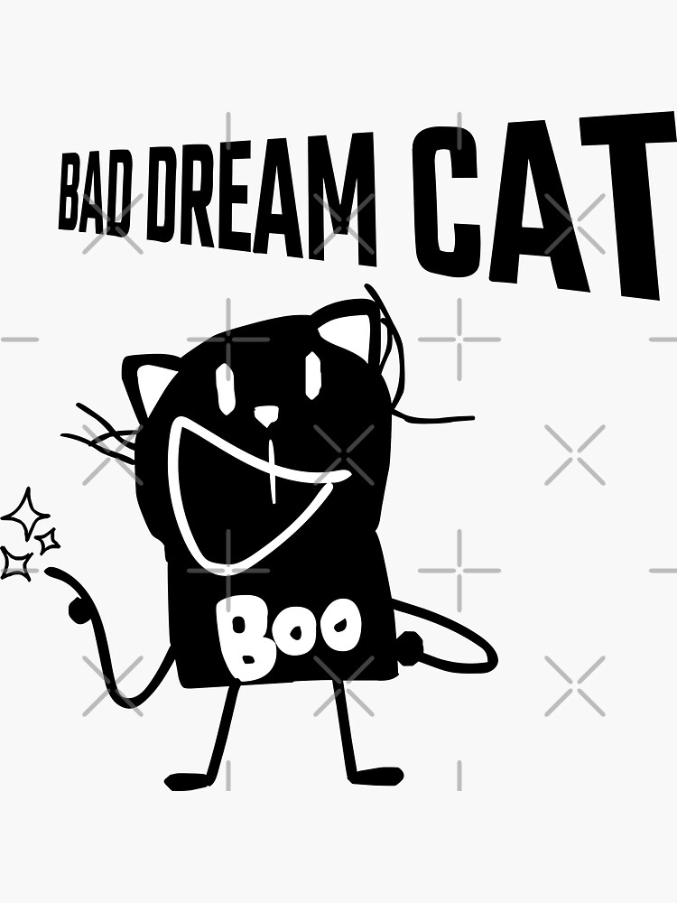 "Bad Dream Cat Logo B&W (White)" Sticker for Sale by BadDreamCat