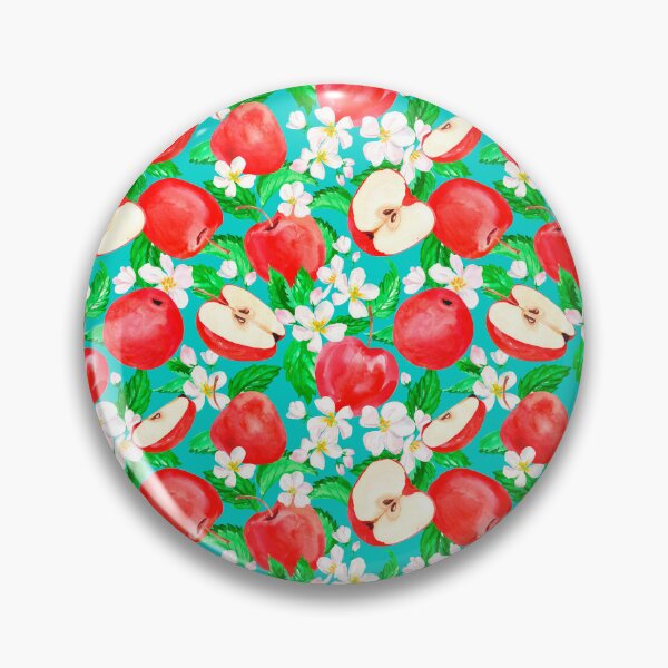 Item preview, Kitchy Vintage 1940-1950 Red Apple & Apple Blossom Teal Pattern - Mid Century Style Design Aesthetic designed and sold by jamie Omahen.