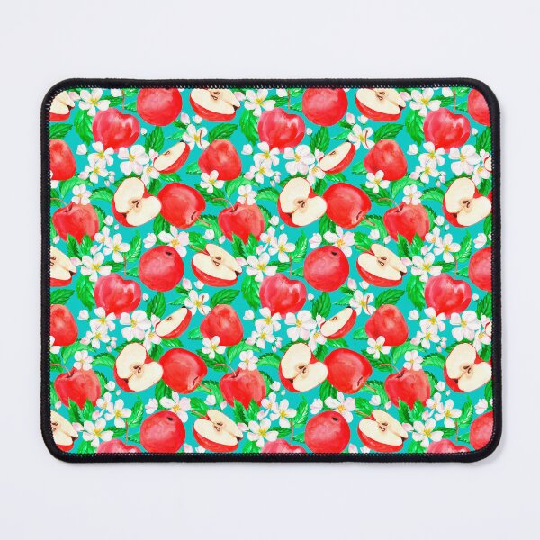 Item preview, Kitchy Vintage 1940-1950 Red Apple & Apple Blossom Teal Pattern - Mid Century Style Design Aesthetic designed and sold by jamie Omahen.