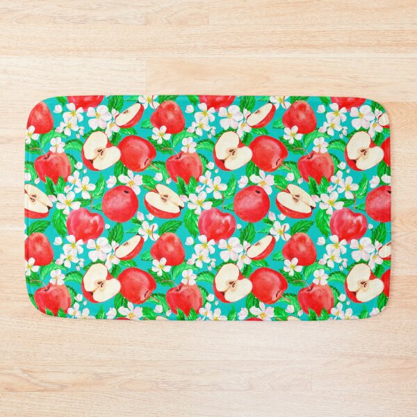 Item preview, Kitchy Vintage 1940-1950 Red Apple & Apple Blossom Teal Pattern - Mid Century Style Design Aesthetic designed and sold by jamie Omahen.