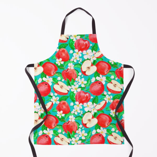 Item preview, Kitchy Vintage 1940-1950 Red Apple & Apple Blossom Teal Pattern - Mid Century Style Design Aesthetic designed and sold by jamie Omahen.