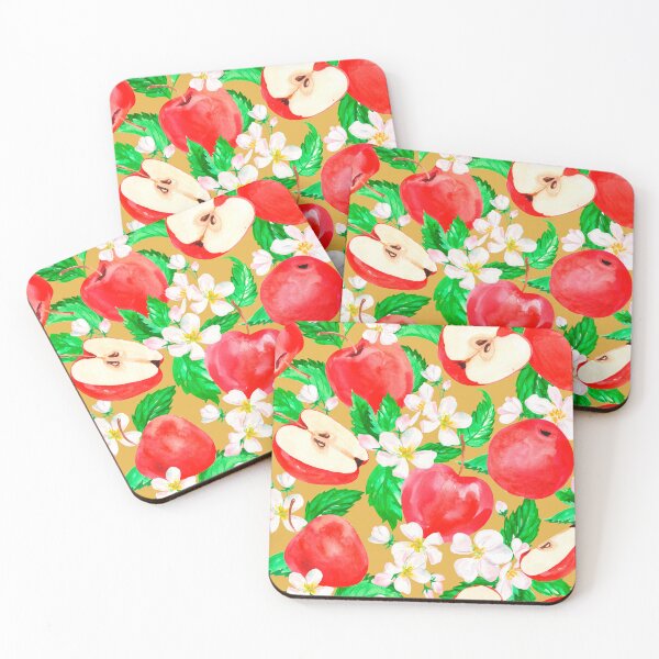 Item preview, Kitchy Vintage 1940-1950 Red Apple & Apple Blossom Gold Pattern - Mid Century Style Design Aesthetic designed and sold by jamie Omahen.