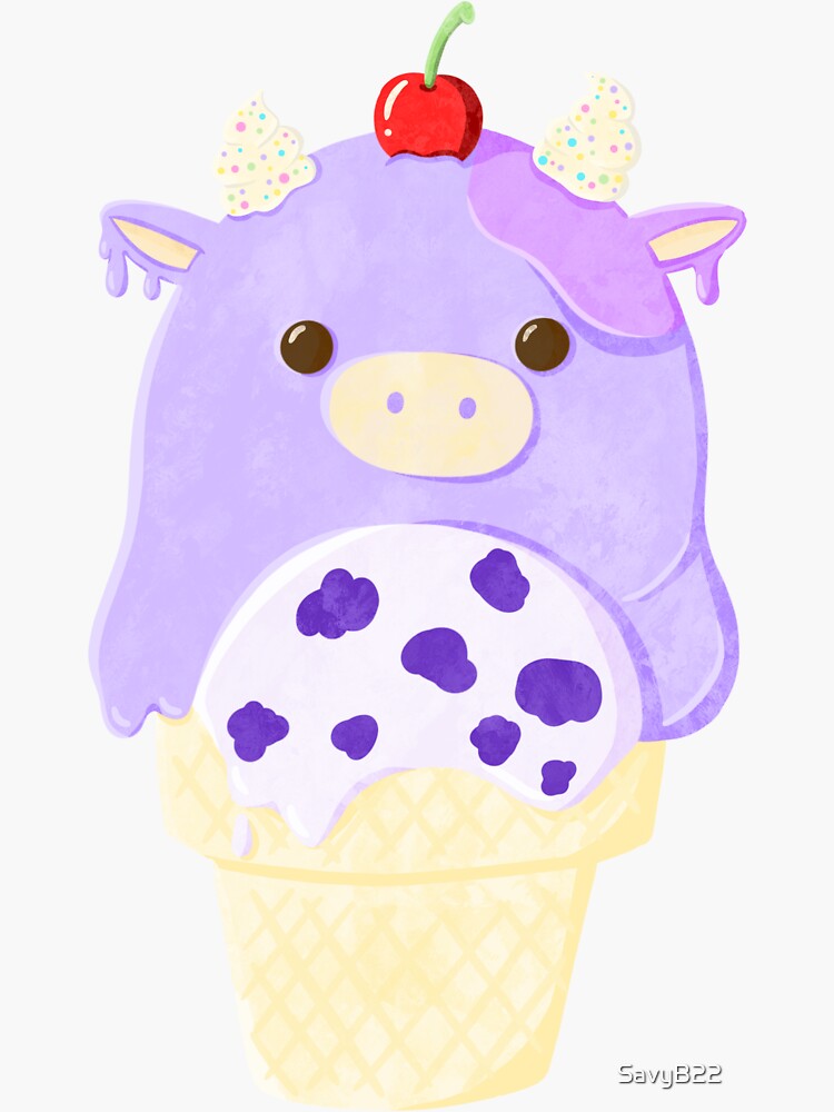 "Squishmallow Bubba the Cow Ice Cream Cone" Sticker for Sale by SavyB22