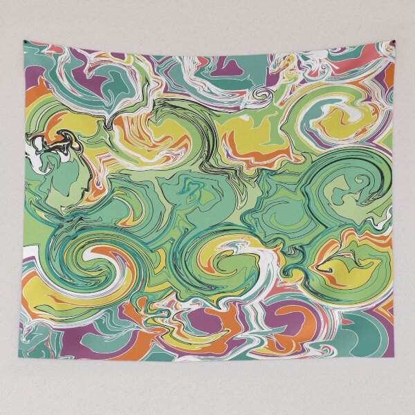 Item preview, Fluid Art, Pouring art design, Orange, Teal, Pink Green Yellow Abstract, liquid art designed and sold by Thilaniz.