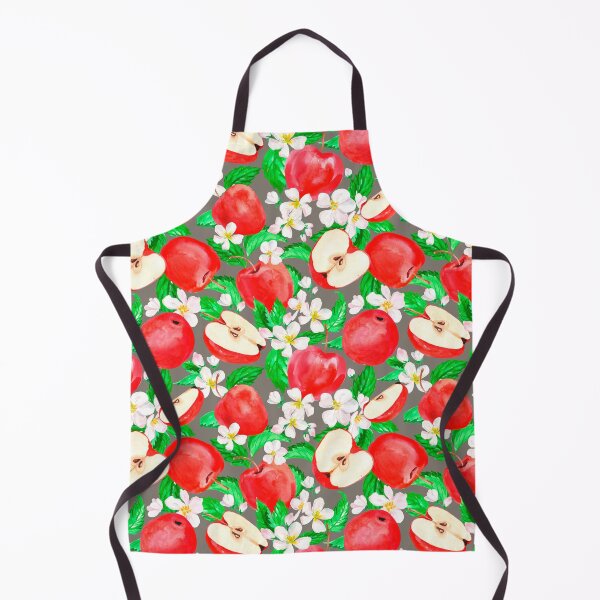 Item preview, Kitchy Vintage 1940-1950 Red Apple & Apple Blossom Gray Pattern - Mid Century Style Design Aesthetic designed and sold by jamie Omahen.