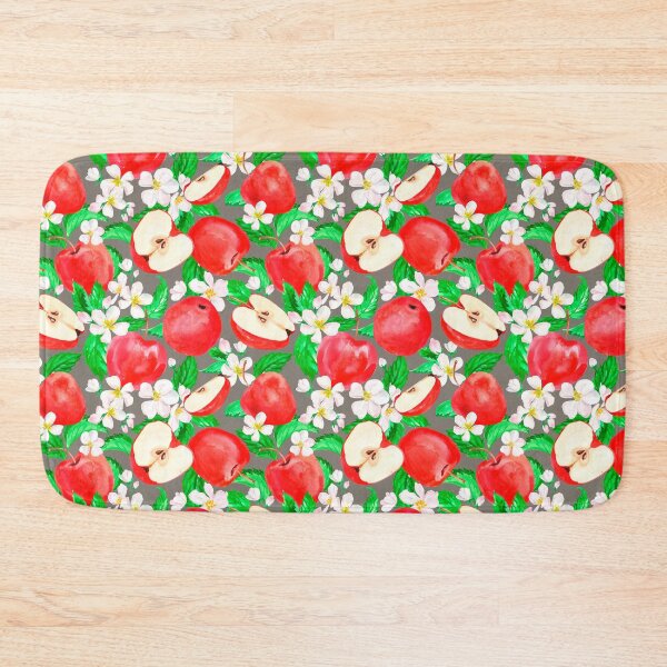 Item preview, Kitchy Vintage 1940-1950 Red Apple & Apple Blossom Gray Pattern - Mid Century Style Design Aesthetic designed and sold by jamie Omahen.