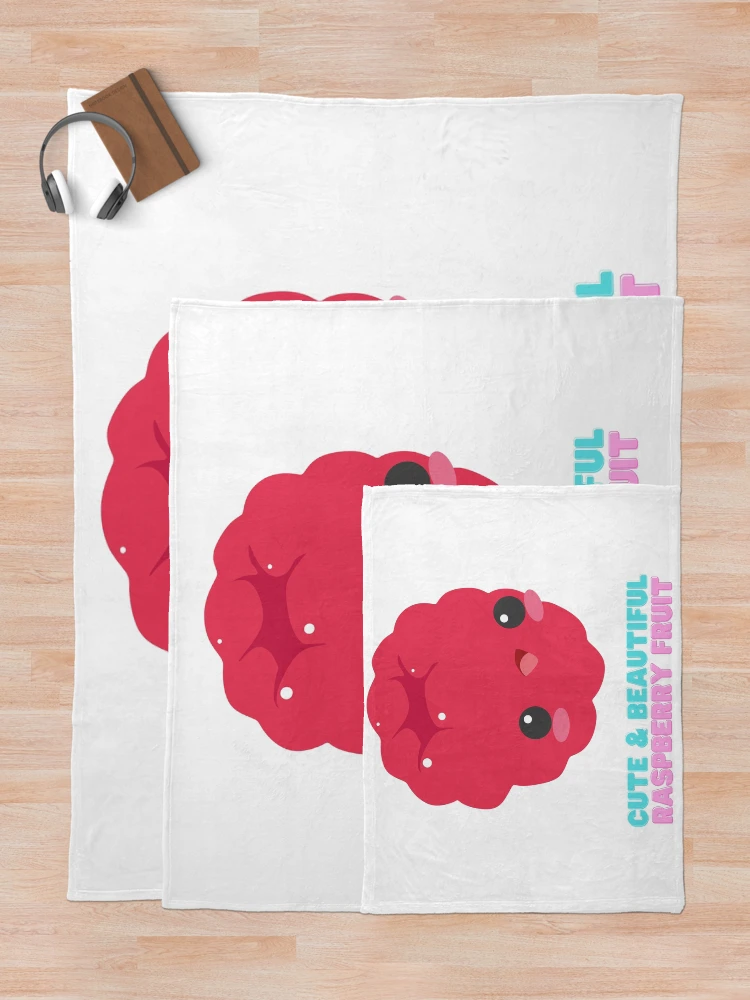 Thumbnail 5 of 6, Throw Blanket, Cute And Beautiful Raspberry Fruit designed and sold by Riverside-Moon.