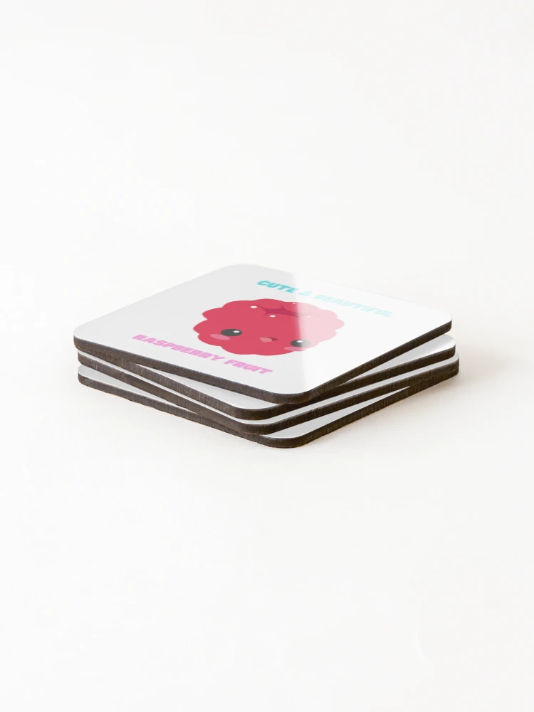 Thumbnail 4 of 5, Coasters (Set of 4), Cute And Beautiful Raspberry Fruit designed and sold by Riverside-Moon.