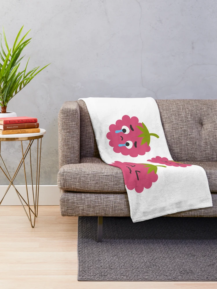 Thumbnail 2 of 6, Throw Blanket, Cute And Beautiful Raspberry Fruit designed and sold by Riverside-Moon.