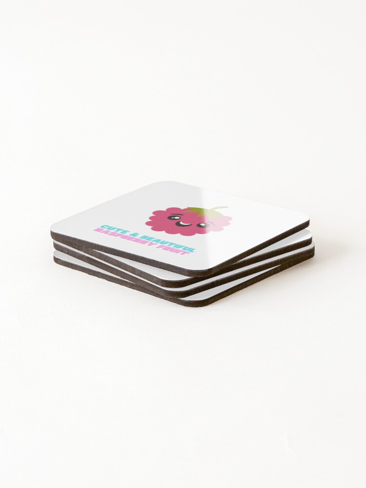 Thumbnail 4 of 5, Coasters (Set of 4), Cute And Beautiful Raspberry Fruit designed and sold by Riverside-Moon.