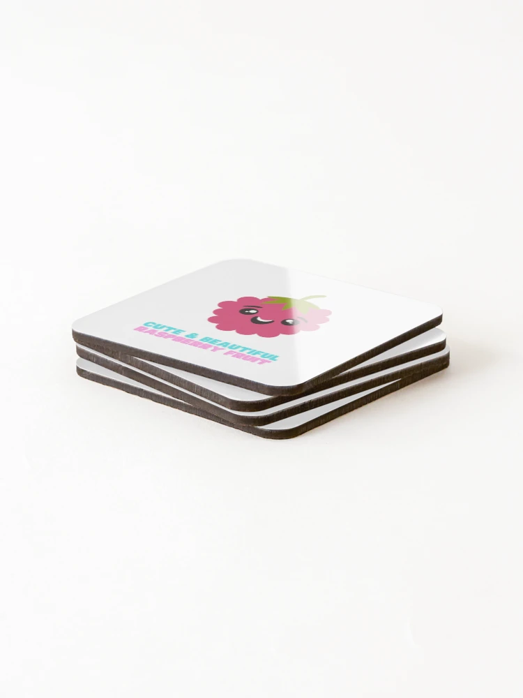 Thumbnail 4 of 5, Coasters (Set of 4), Cute And Beautiful Raspberry Fruit designed and sold by Riverside-Moon.
