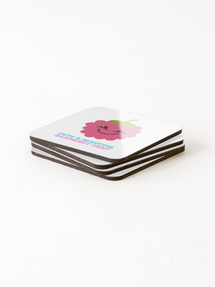 Thumbnail 4 of 5, Coasters (Set of 4), Cute And Beautiful Raspberry Fruit designed and sold by Riverside-Moon.