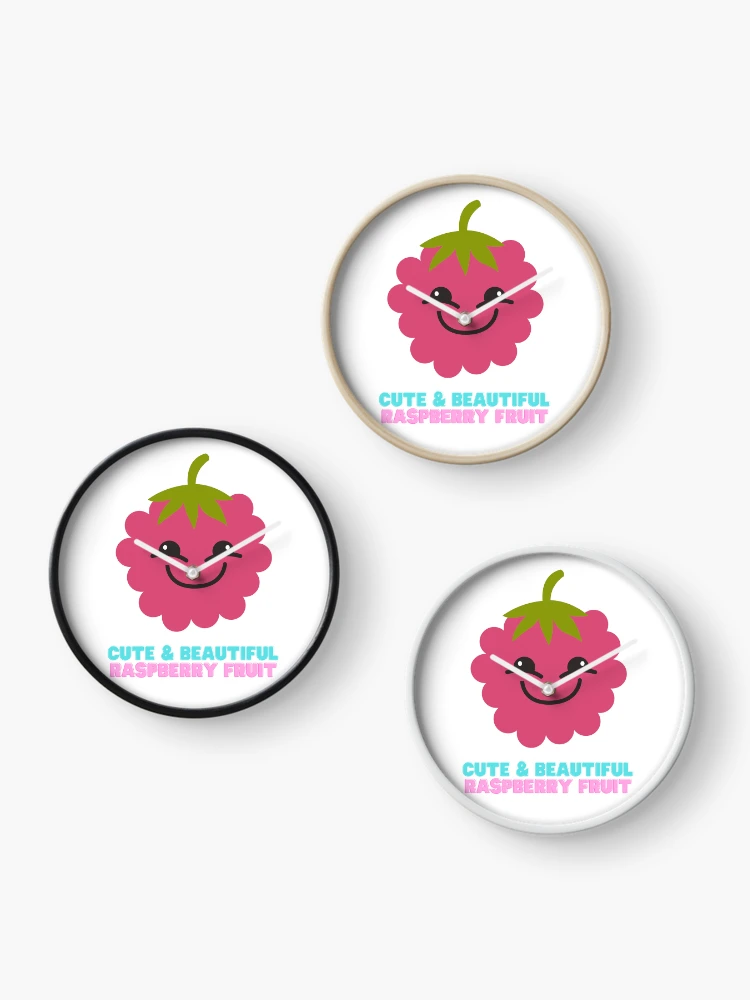 Thumbnail 3 of 4, Clock, Cute And Beautiful Raspberry Fruit designed and sold by Riverside-Moon.