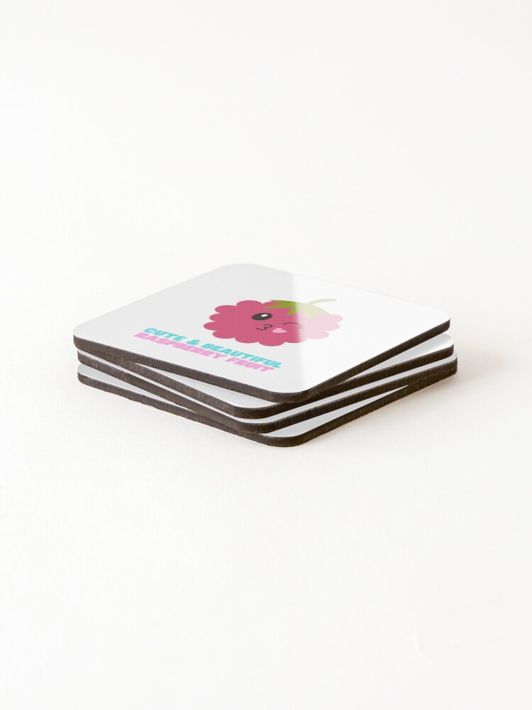 Thumbnail 4 of 5, Coasters (Set of 4), Cute And Beautiful Raspberry Fruit designed and sold by Riverside-Moon.